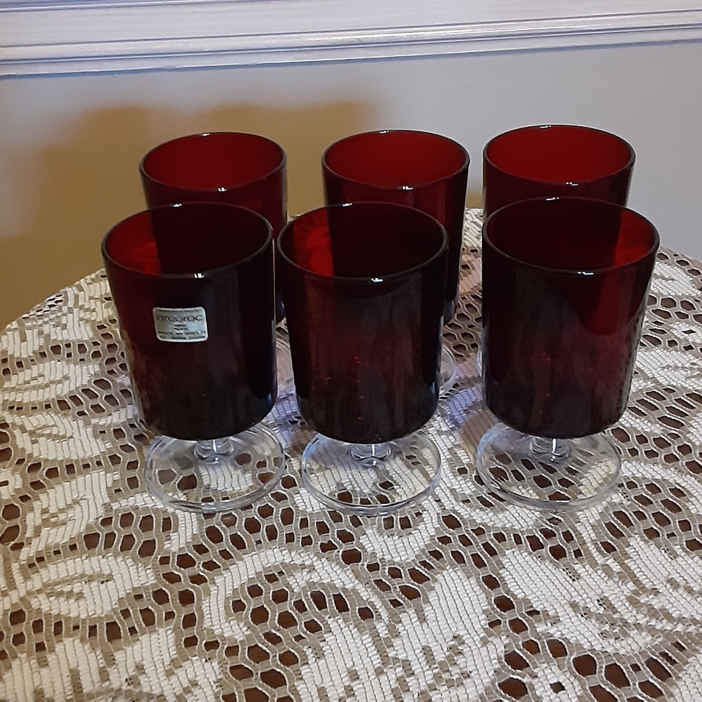 Arcoroc Ruby Red Goblets Set of 6
